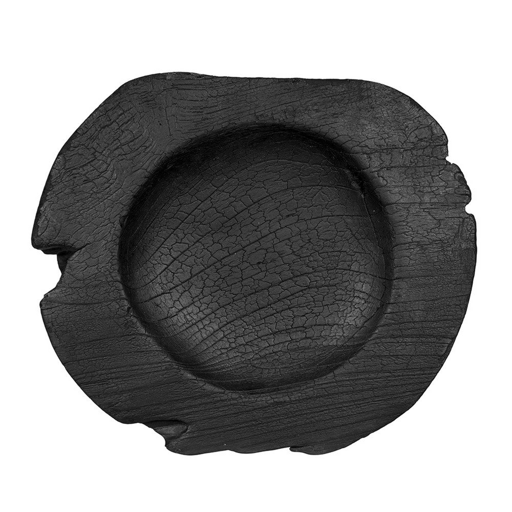 Sina Decorative Live Edge Accent Bowl | 16" Black Teak Wood
