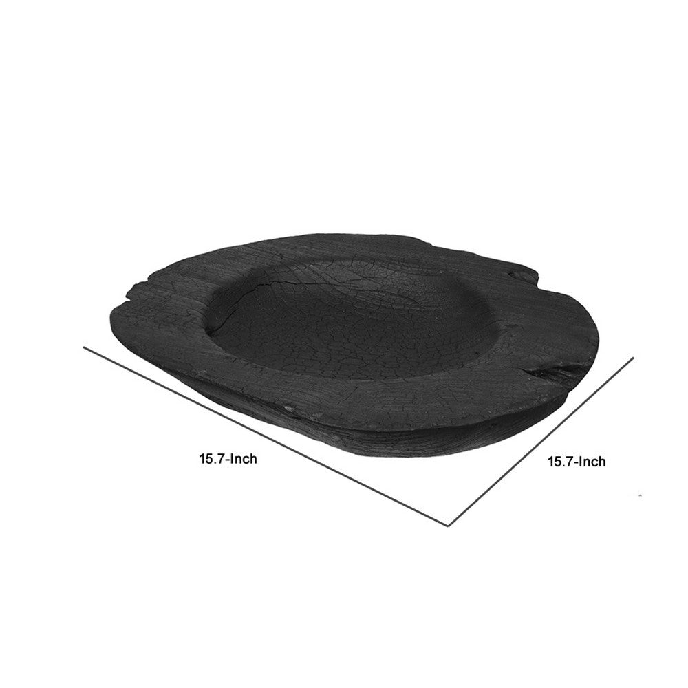 Sina Decorative Live Edge Accent Bowl | 16" Black Teak Wood