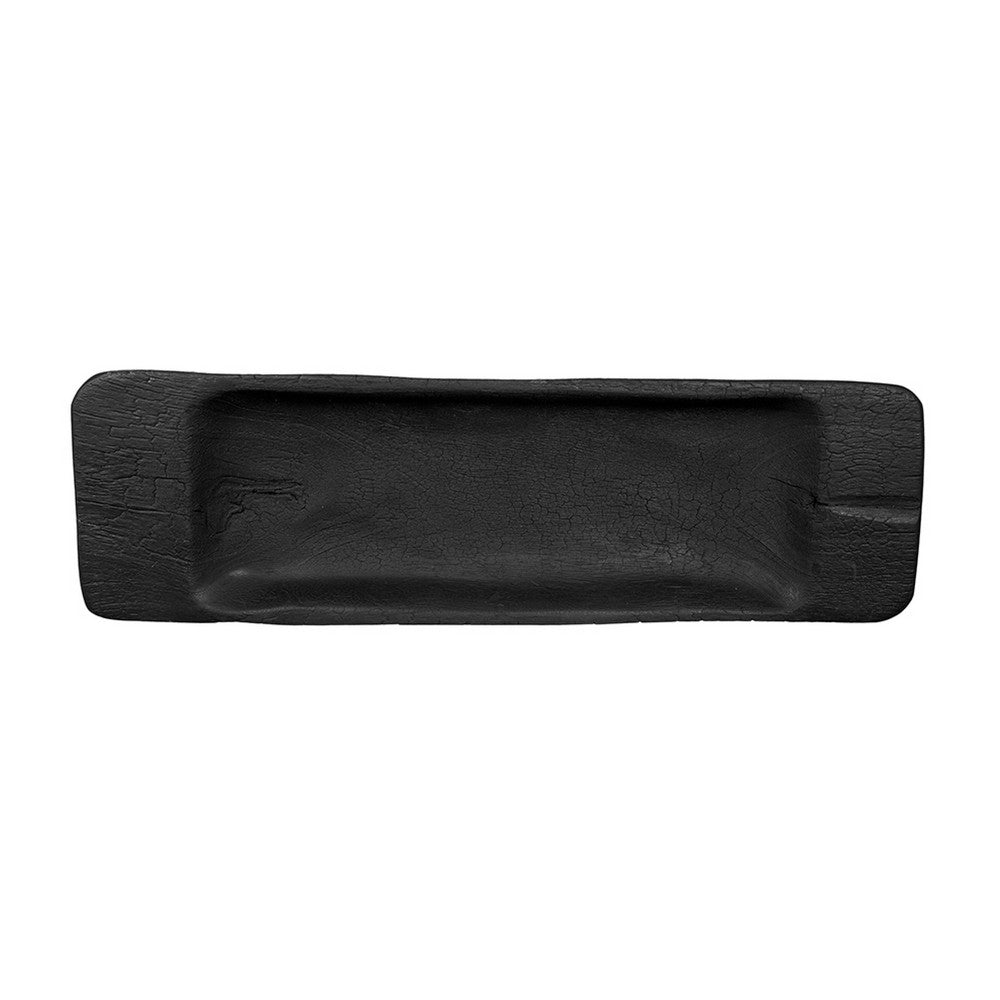Sina 19" Long Narrow Decorative Live Edge Tray | Black Teak Wood