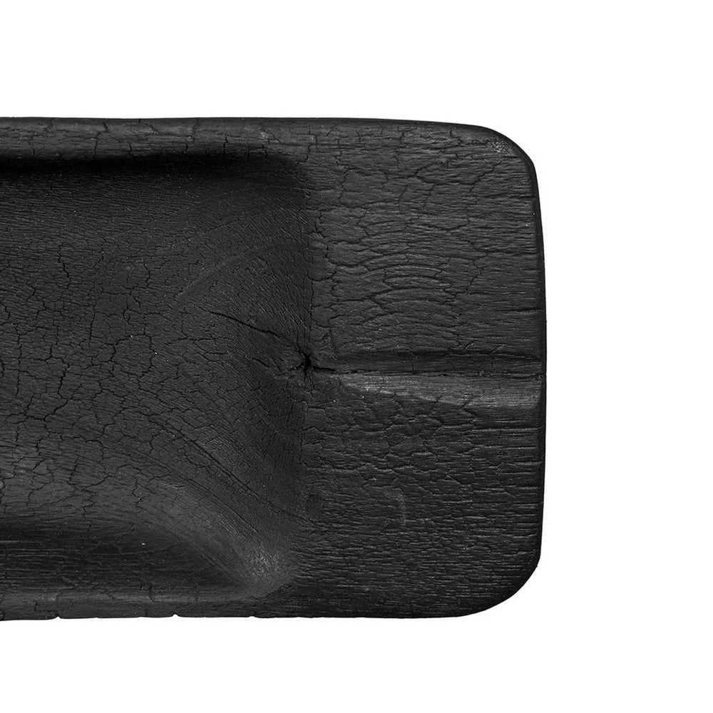 Sina 19" Long Narrow Decorative Live Edge Tray | Black Teak Wood