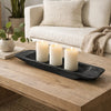 Sina 19" Long Narrow Decorative Live Edge Tray | Black Teak Wood