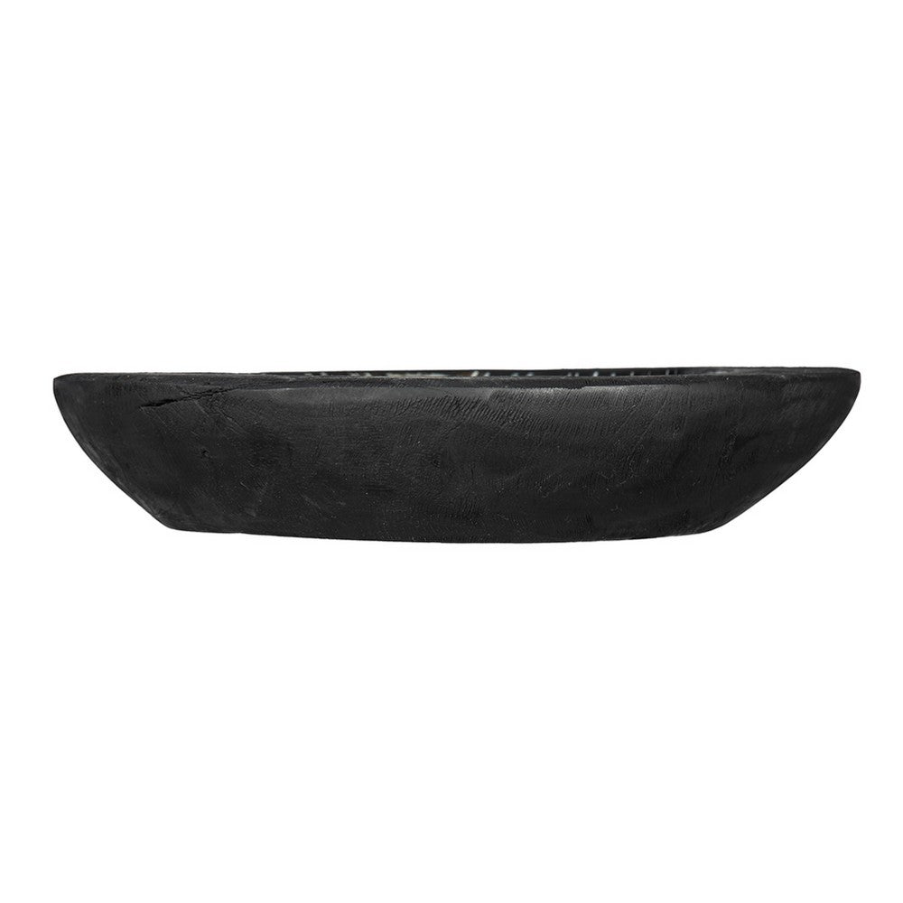 Decorative Organic Accent Bowl | Live Edge | 12" Black Teak Wood