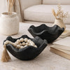 Decorative Bowls Set of 2 | Organic Ruffled Edges | Onyx Black Teak Wood