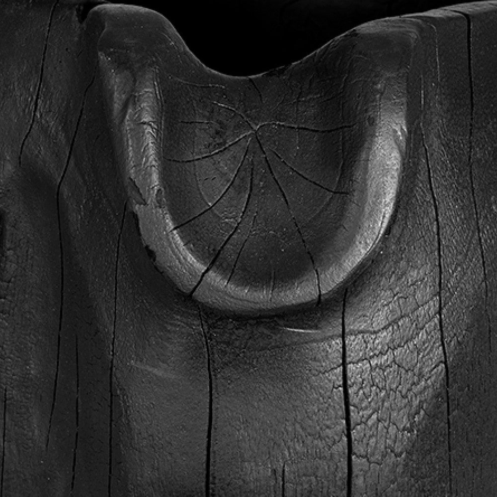 Decorative Bowl | Organic Ruffled Raised Edges | 14" Black Teak Wood
