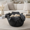 Decorative Bowl | Organic Ruffled Raised Edges | 14" Black Teak Wood