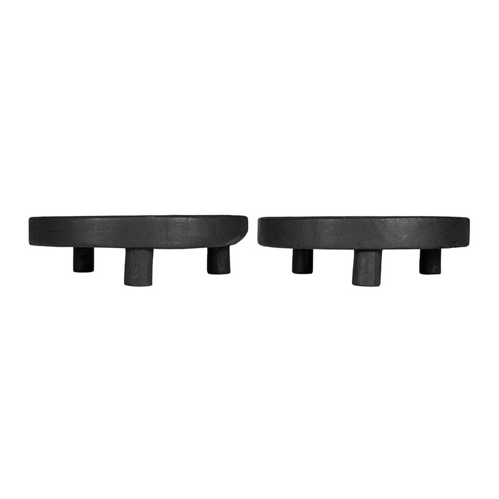 12" Display Stand Set of 2 | Footed Tripod Legs | Black Teak Wood
