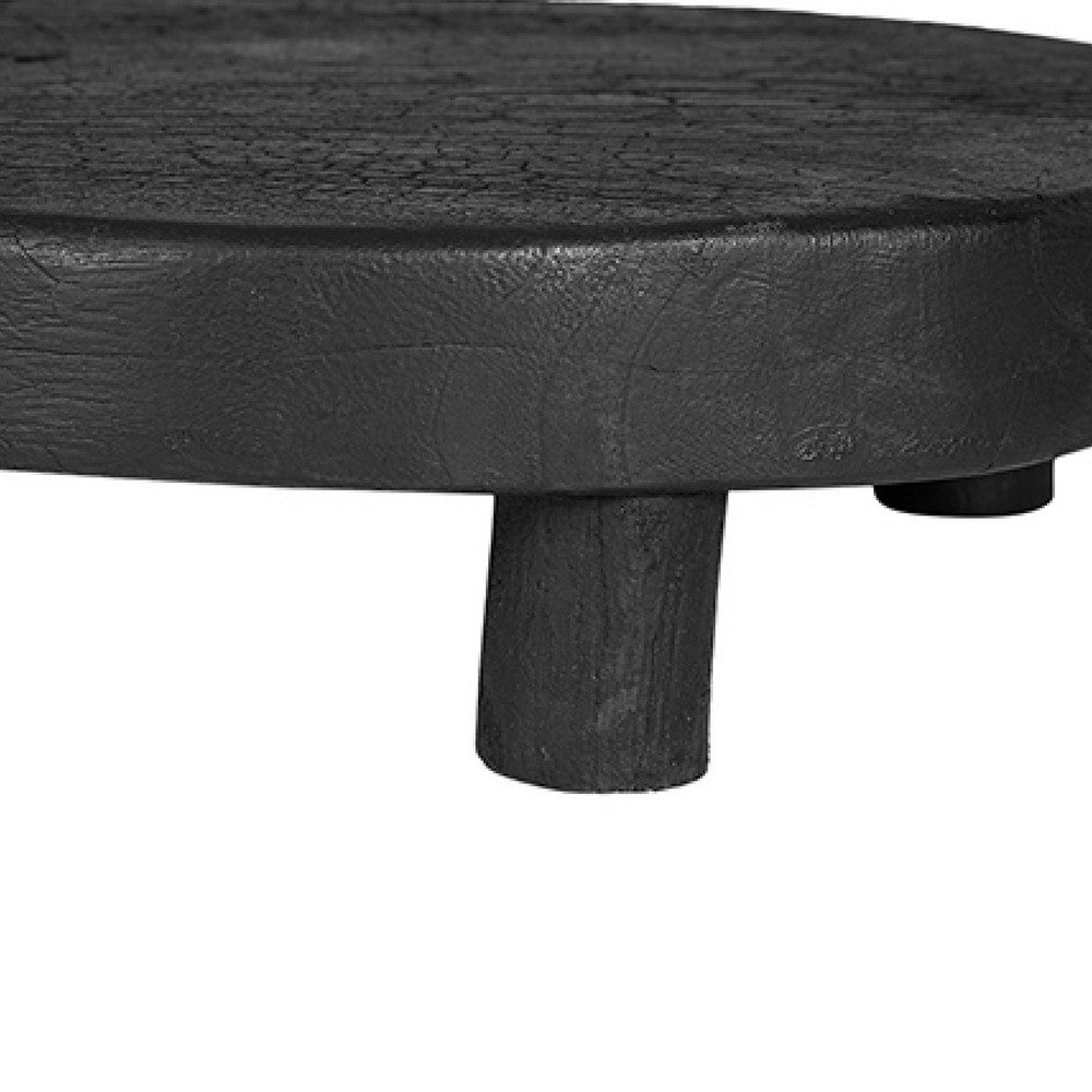 12" Display Stand Set of 2 | Footed Tripod Legs | Black Teak Wood