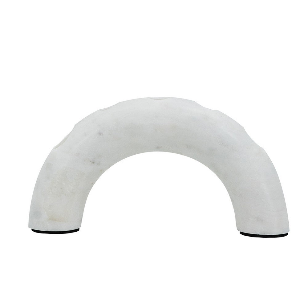 Arched Taper Candle Holder | Modern 10" White Marble | Holds 4 Candles