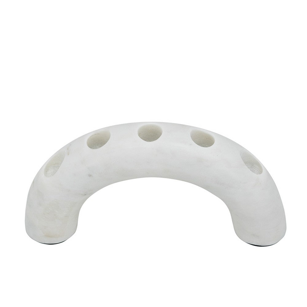 Arched Taper Candle Holder | Modern 10" White Marble | Holds 4 Candles