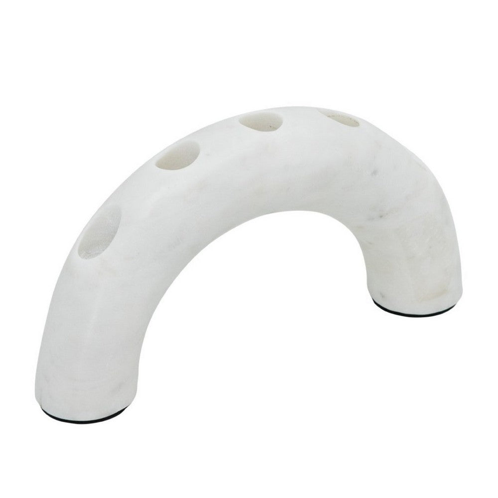 Arched Taper Candle Holder | Modern 10" White Marble | Holds 4 Candles