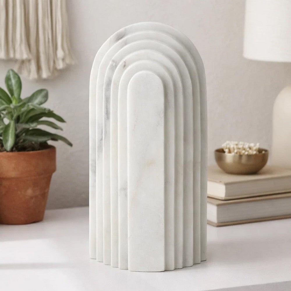 Koa Decorative Arched Roman Architecture Sculpture | 10" White Marble