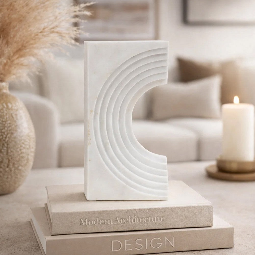 Koa Decorative Roman Sculpture | Layered Architecture | 10" White Marble