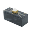 Decorative Storage Box with Gold Crystal Handle | 8" Black Marble