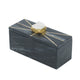 Decorative Storage Box with Gold Crystal Handle | 8" Black Marble
