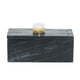 Decorative Storage Box with Gold Crystal Handle | 8" Black Marble