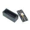 Decorative Storage Box with Gold Crystal Handle | 8" Black Marble