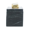 Decorative Storage Box with Gold Crystal Handle | 8" Black Marble