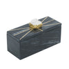 Decorative Storage Box with Gold Crystal Handle | 8" Black Marble
