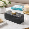 Decorative Storage Box with Gold Crystal Handle | 8" Black Marble