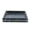 Decorative Tray with Gold Inlay | Raised Edges | 14" Black Marble