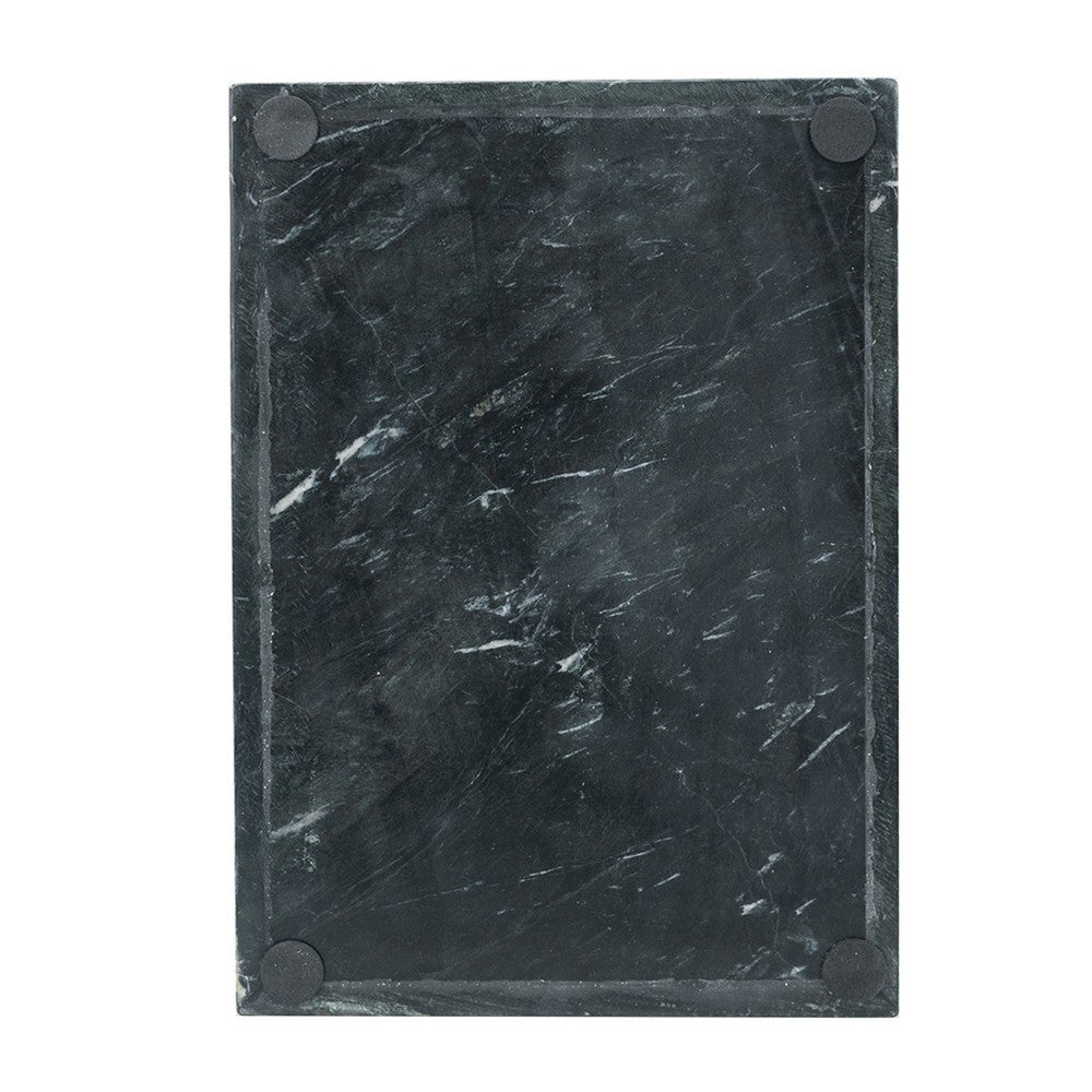 Decorative Tray with Gold Inlay | Raised Edges | 14" Black Marble