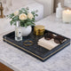 Decorative Tray with Gold Inlay | Raised Edges | 14" Black Marble