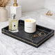 Decorative Tray with Gold Inlay | Raised Edges | 14" Black Marble