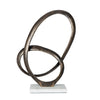 Twined Abstract Ring Sculpture | White Marble Base | 16" Gold Finish