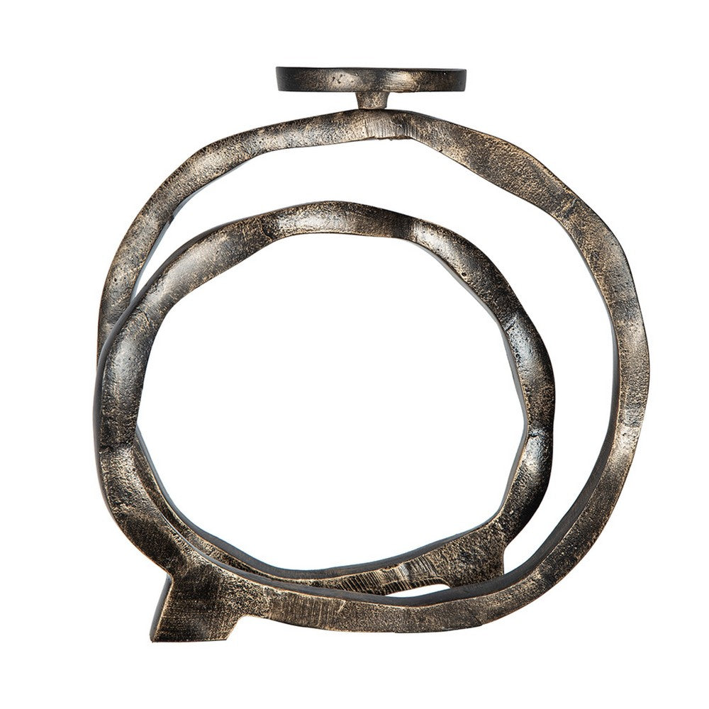 Decorative Twisted Loop Candle Holder | 11" Antique Gold Aluminum