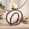 Decorative Twisted Loop Candle Holder | 11" Antique Gold Aluminum