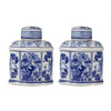 Decorative Lidded Jars Set of 2 | Classic White Blue Chinoiserie Art