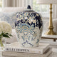 Botanical Ginger Jar with Lid | Classical Blue White Floral Motifs | 11"
