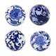 3pc Decorative Orbs Set | Glossy Blue White Porcelain Balls w Floral Motifs