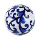 3pc Decorative Orbs Set | Glossy Blue White Porcelain Balls w Floral Motifs