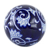 3pc Decorative Orbs Set | Glossy Blue White Porcelain Balls w Floral Motifs