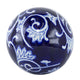 3pc Decorative Orbs Set | Glossy Blue White Porcelain Balls w Floral Motifs