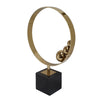 Mavy Large Tabletop Decor | Ring Statuary | Black Marble | Gold Steel 15"