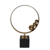 Mavy Large Tabletop Decor | Ring Statuary | Black Marble | Gold Steel 15"