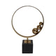 Mavy Large Tabletop Decor | Ring Statuary | Black Marble | Gold Steel 15"