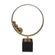 Mavy Large Tabletop Decor | Ring Statuary | Black Marble | Gold Steel 15"