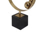 Mavy Large Tabletop Decor | Ring Statuary | Black Marble | Gold Steel 15"