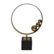 Mavy Small Tabletop Decor | Ring Statuary Black Marble | Gold Steel 14"