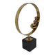 Mavy Small Tabletop Decor | Ring Statuary Black Marble | Gold Steel 14"
