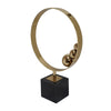 Mavy Small Tabletop Decor | Ring Statuary Black Marble | Gold Steel 14"
