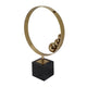Mavy Small Tabletop Decor | Ring Statuary Black Marble | Gold Steel 14"