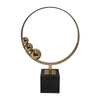 Mavy Small Tabletop Decor | Ring Statuary Black Marble | Gold Steel 14"