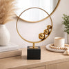 Mavy Small Tabletop Decor | Ring Statuary Black Marble | Gold Steel 14"