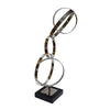 Haren Large Sculpture | Silver Steel Intertwined Rings | Black Marble 23"