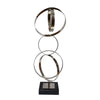 Haren Large Sculpture | Silver Steel Intertwined Rings | Black Marble 23"