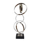 Haren Large Sculpture | Silver Steel Intertwined Rings | Black Marble 23"
